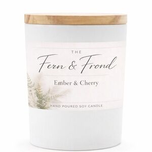 Fern & Frond Ember & Cherry Soy Candle — White